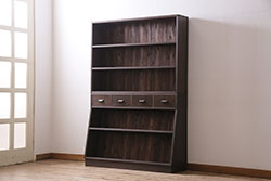 ラフジュ工房オリジナル　すっきりとしたデザインが使い勝手のよい2段重ねのブックシェルフ(本棚、収納棚、ウッドシェルフ)(R-046082)