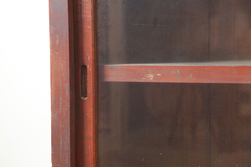 アンティーク家具　昭和初期　前面ヒノキ　赤みがかった木肌が美しい戸棚・重ね(収納棚、キャビネット)(R-046255)