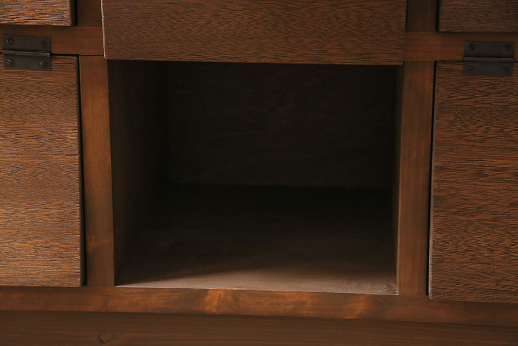 ラフジュ工房オリジナル　古材リメイク　2×4マス　やさしい色合いのパタパタ収納棚(マス目棚、戸棚)(R-046282)