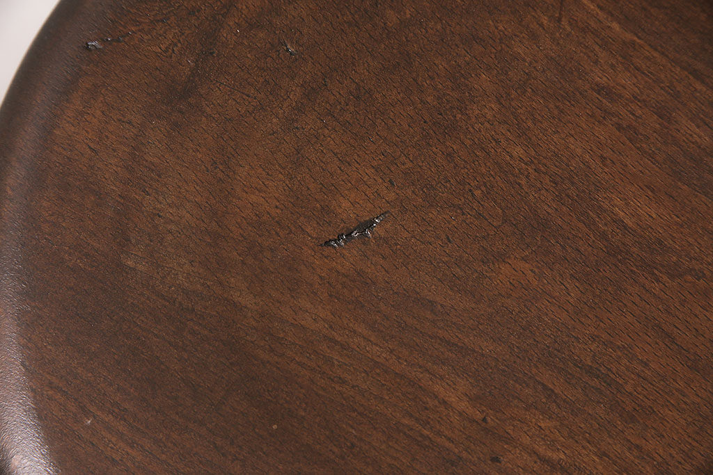 アンティーク家具　昭和中期　ブナ材　ペイント　アイボリーカラーのレトロなスツール(木製チェア、丸椅子)(R-046286)