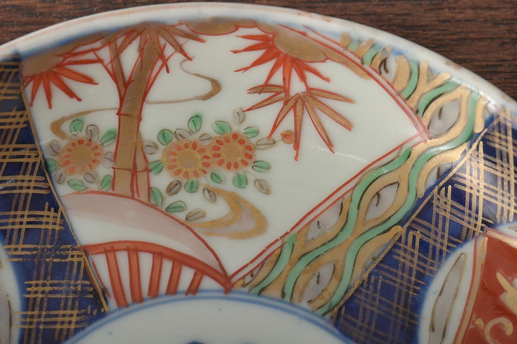 明治期　伊万里焼　色絵6寸皿2枚セット(和食器、中皿)(R-046296)