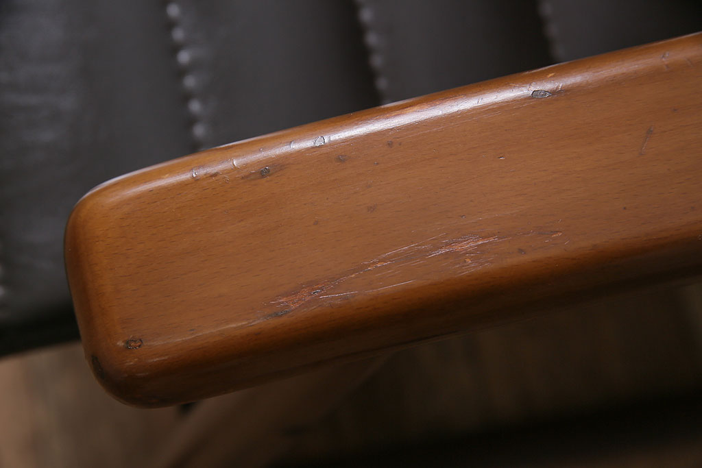 和製ヴィンテージ　昭和中期　松田家具　ブナ材　スタイリッシュなデザインの国産ロッキングチェア(チェア、アームチェア、ビンテージ)(R-046310)