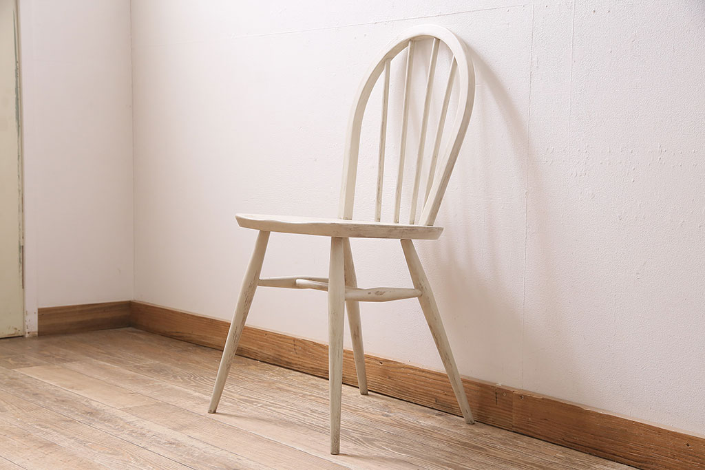 ペイント家具　ERCOL(アーコール)　フレンチシャビーなウィンザーチェア(ダイニングチェア、椅子、ウインザーチェア)(R-046314)