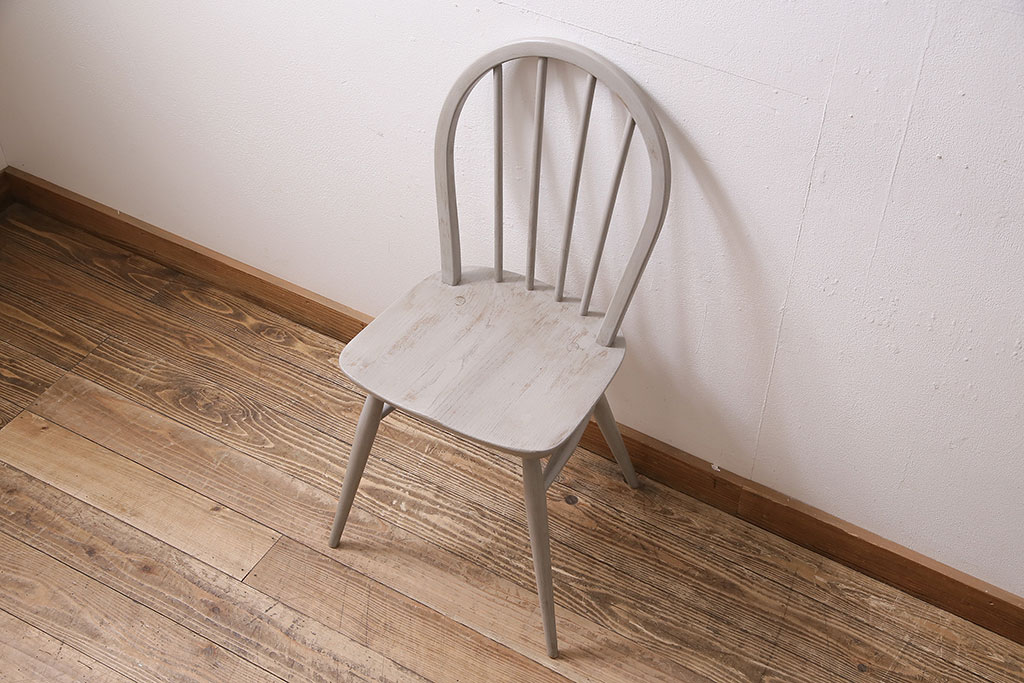 ペイント家具　ERCOL(アーコール)　フレンチシャビーなウィンザーチェア(ダイニングチェア、椅子、ウインザーチェア)(R-046315)