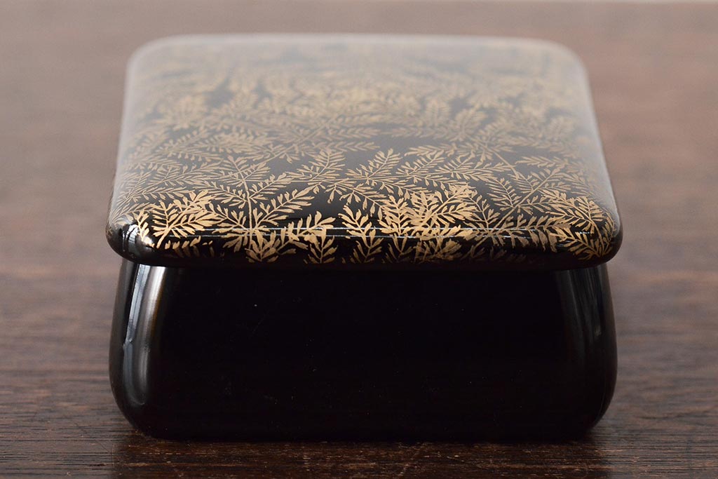 大正〜昭和初期　金蒔絵　木製煙草盆(たばこ盆、煙草入れ、火入れ)(R-046412)