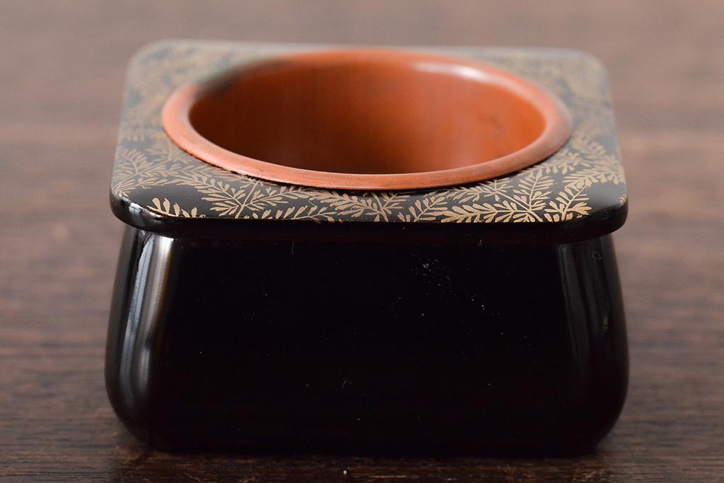 煙草盆 漆器 もみじ 金蒔絵 灰入れ