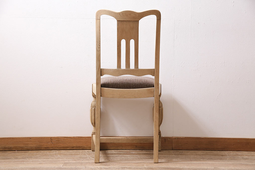 アンティーク家具　イギリスアンティーク　ストリップド(剥離)　オーク材　バルボスレッグのダイニングチェア(椅子)(R-046426)