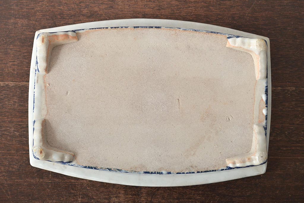 大正〜昭和初期　菖蒲文　印判　水盤(植木鉢、盆栽鉢)(R-046480)