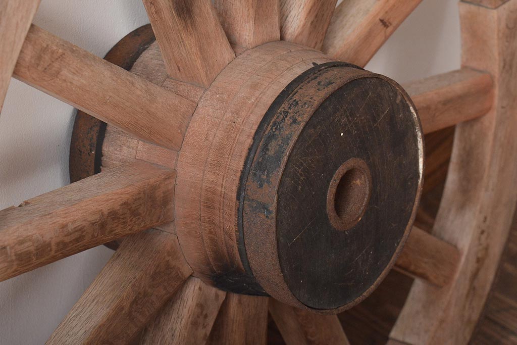 昭和初期　大八車　木製車輪(ディスプレイ、ガーデニング雑貨)(R-046490)