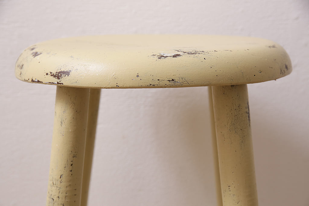 アンティーク家具　昭和初期　優しげな色合いのレトロなペイントスツール(椅子、木製チェア)(R-046503)