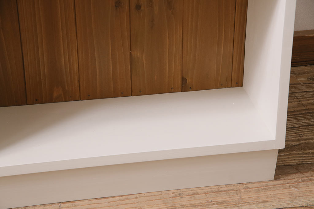 ラフジュ工房オリジナル　無垢材使用　薄型ペイントブックシェルフ(収納棚、本棚、ウッドシェルフ)(R-046508)