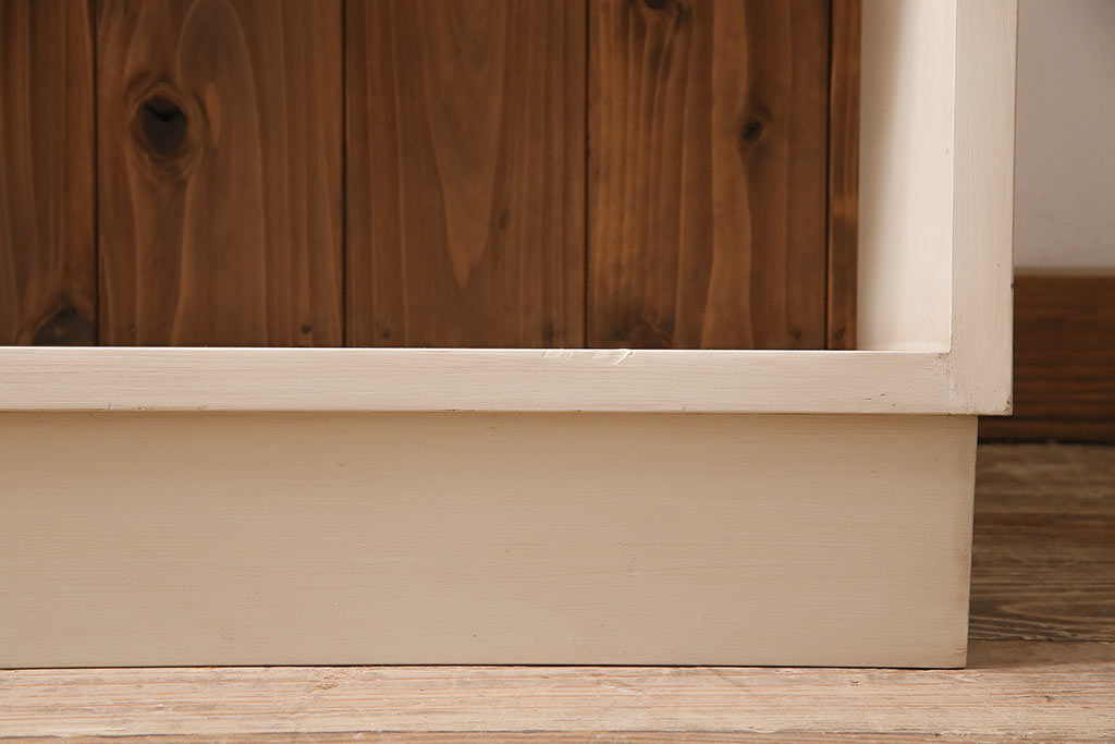 ラフジュ工房オリジナル　ペイント家具　古材使用　ナチュラルスタイルにおすすめの薄型ブックシェルフ(収納棚、本棚、ウッドシェルフ)(R-046509)