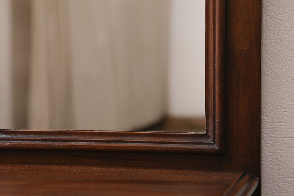 ヴィンテージ家具　ヨーロッパ　マホガニー材　小さなサイズが可愛らしい鏡付きの卓上小物入れ(鏡台、小物収納、小引き出し、ビンテージ)(R-046592)
