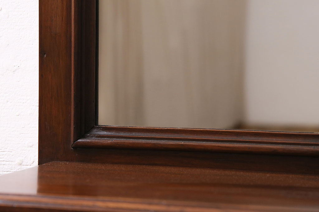 ヴィンテージ家具　ヨーロッパ　マホガニー材　小さなサイズが可愛らしい鏡付きの卓上小物入れ(鏡台、小物収納、小引き出し、ビンテージ)(R-046592)