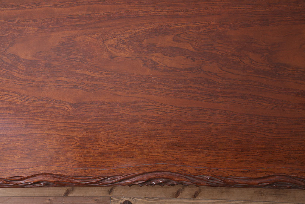 中古　民芸家具　カリン無垢材　花梨　木の味わいを楽しめる贅沢な座卓(ローテーブル)(R-046613)
