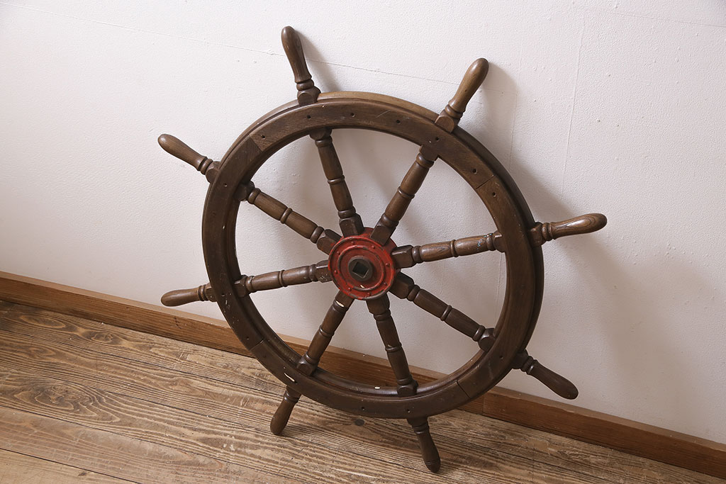 アンティーク雑貨　船舶　木製ラット　操舵輪(舵、ディスプレイ、オブジェ)(R-046622)