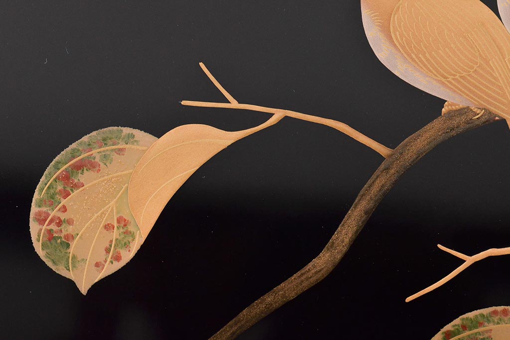 輪島塗　子舟作　柿の図蒔絵文庫(硯箱、文箱、木製漆器)(R-046643)