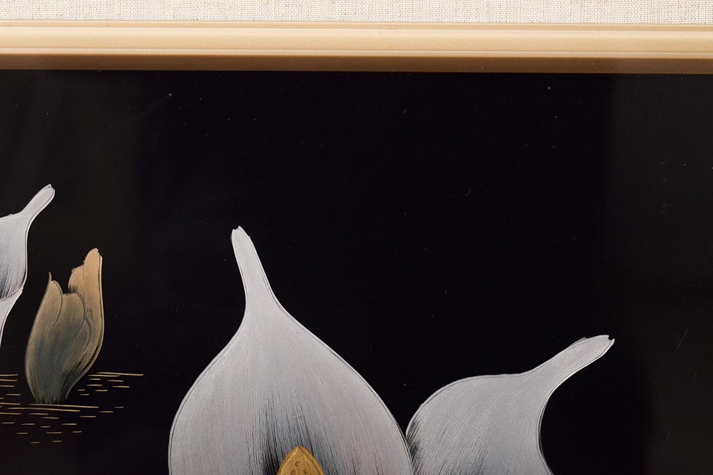 輪島塗　松田林山　漆絵　額装(沈金蒔絵)(R-046646)