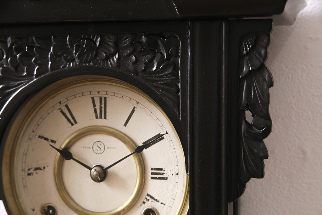 アンティーク時計 大正期 精工舎(SEIKOSHA、セイコー) ゼンマイ式 スリゲル型 シックな雰囲気漂う掛け時計(古時計、柱時計、座敷時計