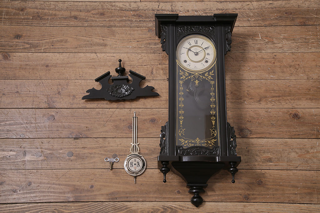 高品質 大正期頃のスリゲル柱時計、ボンボン時計、アンティーク - 家具 - www.petromindo.com