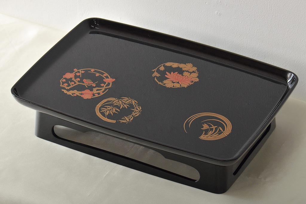輪島塗　五島屋　木製蒔絵　屠蘇器　共箱(杯台、銚子、金彩)(R-046670)