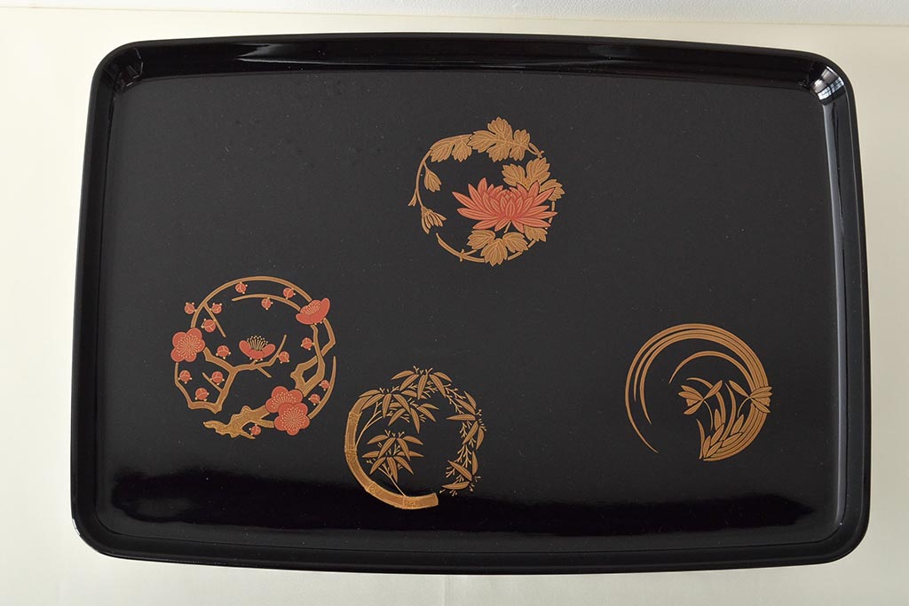 輪島塗　五島屋　木製蒔絵　屠蘇器　共箱(杯台、銚子、金彩)(R-046670)