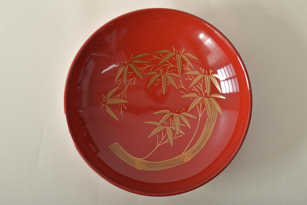 輪島塗　五島屋　木製蒔絵　屠蘇器　共箱(杯台、銚子、金彩)(R-046670)