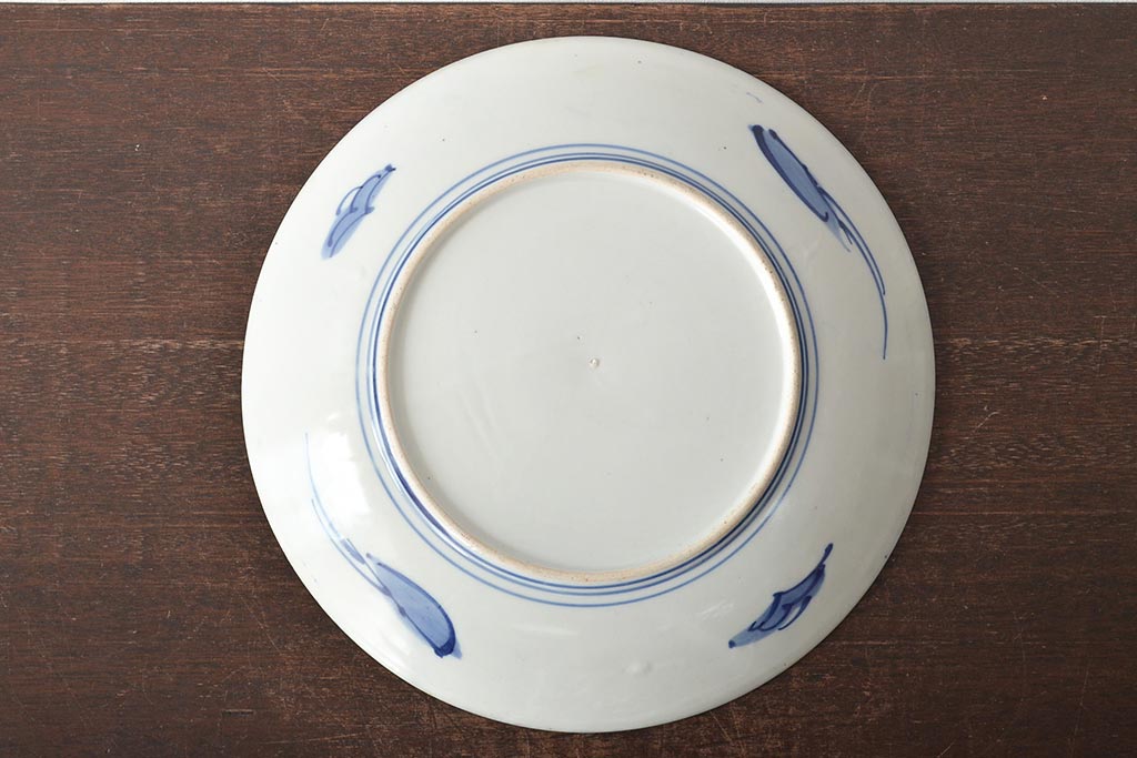 明治期　伊万里焼　色絵草花文　一尺二寸大皿(和食器)(R-046711)