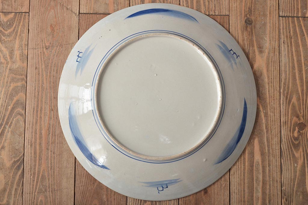 明治期　伊万里焼　一尺五寸　染付　大皿(和食器)(R-046712)
