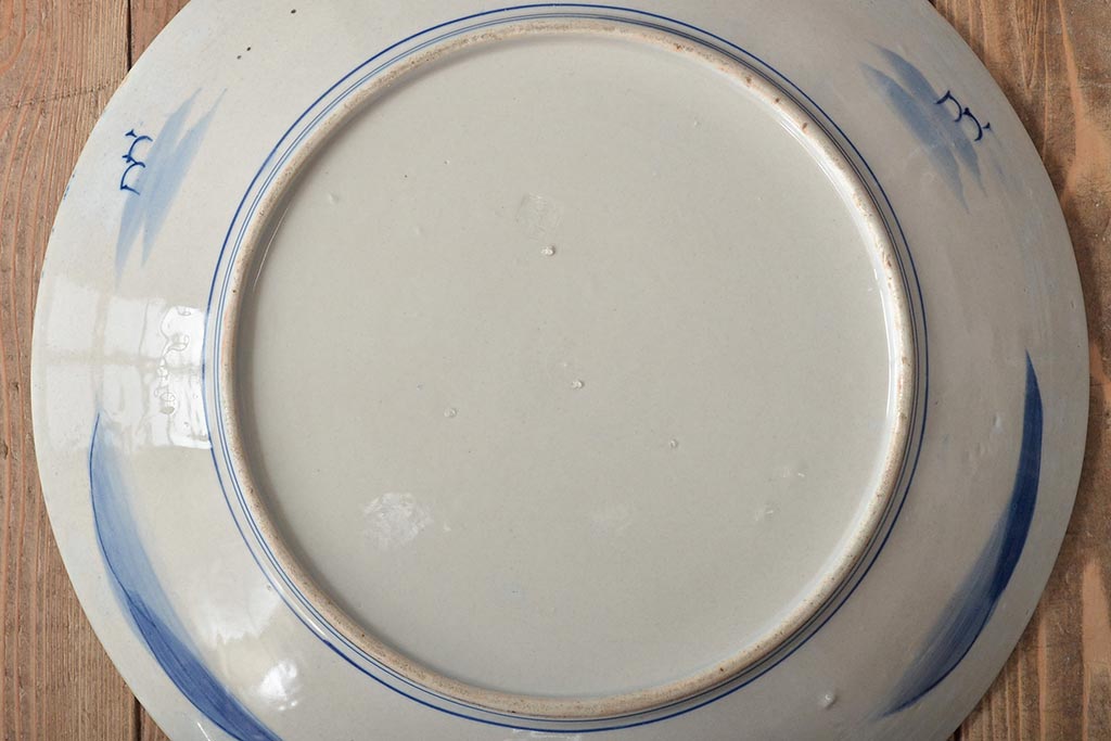 明治期　伊万里焼　一尺五寸　染付　大皿(和食器)(R-046712)