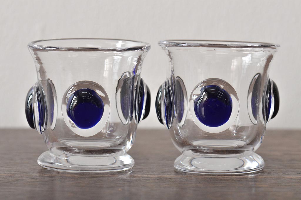 イタリア　ベネチアンガラス　コップ6個セット(エナメル脚、乳白色、ガラスコップ、レトログラス、ヴェネチアングラス)(R-046714)
