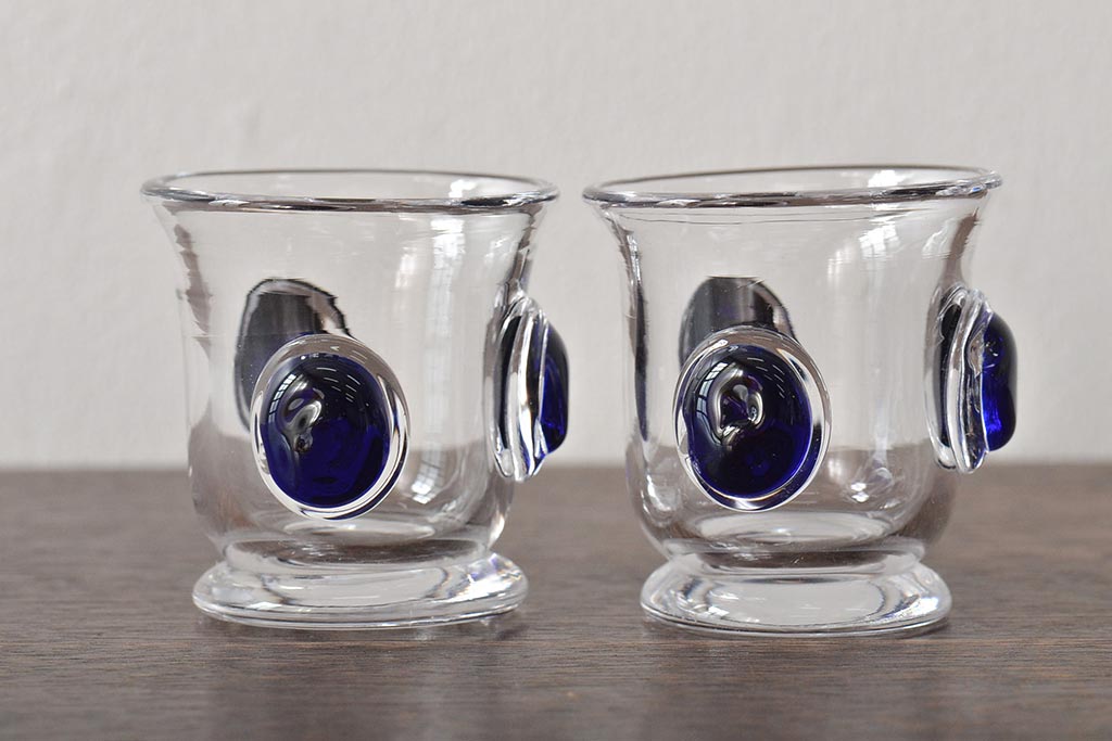 イタリア　ベネチアンガラス　コップ6個セット(エナメル脚、乳白色、ガラスコップ、レトログラス、ヴェネチアングラス)(R-046714)
