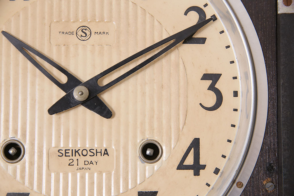 アンティーク時計　昭和中期　精工舎(SEIKOSHA、セイコー)　ゼンマイ式　21DAY　木の温かみを感じるレトロな柱時計(掛け時計、振り子時計)(R-046733)