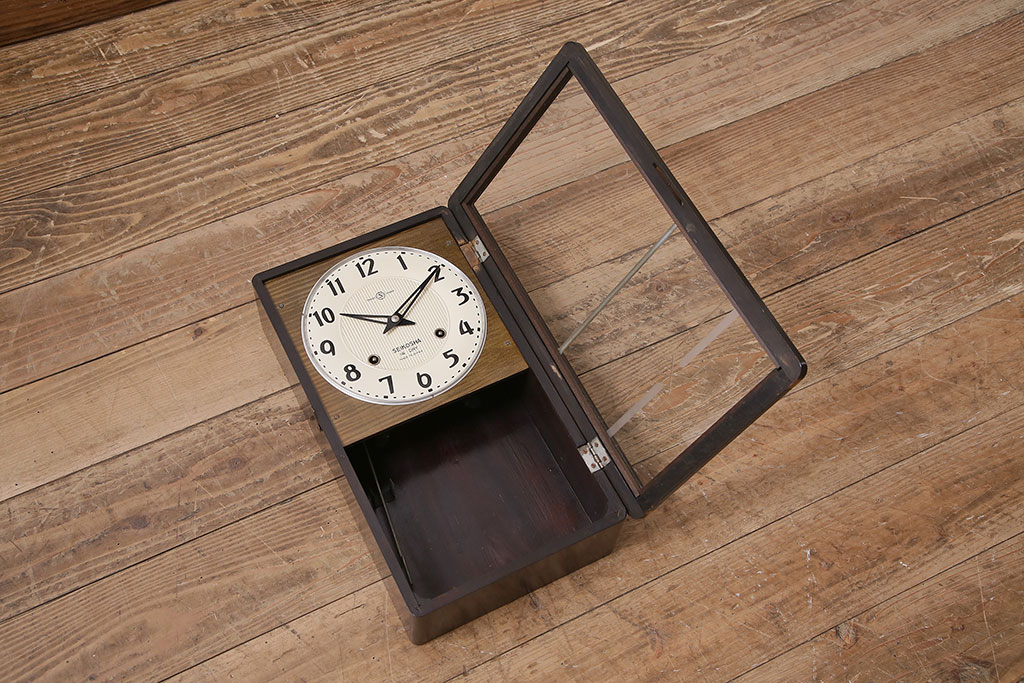 アンティーク時計　昭和中期　精工舎(SEIKOSHA、セイコー)　ゼンマイ式　14DAY　スタイリッシュなデザインが魅力の柱時計(掛け時計、振り子時計)(R-046735)