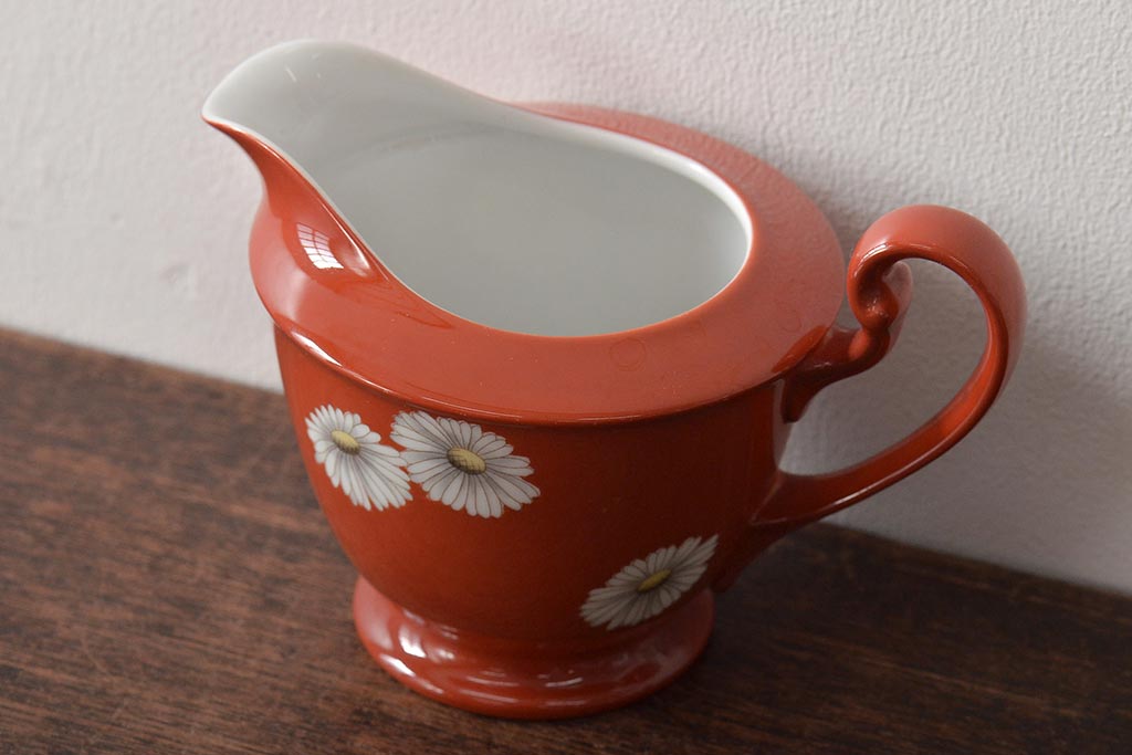 オールドノリタケ(日陶、Noritake、則武)　朱地　白菊文　クリーマー(ミルクジャー)(R-046741)