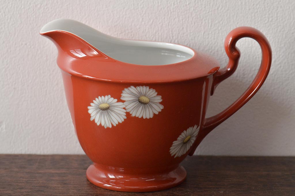 オールドノリタケ(日陶、Noritake、則武)　朱地　白菊文　クリーマー(ミルクジャー)(R-046741)