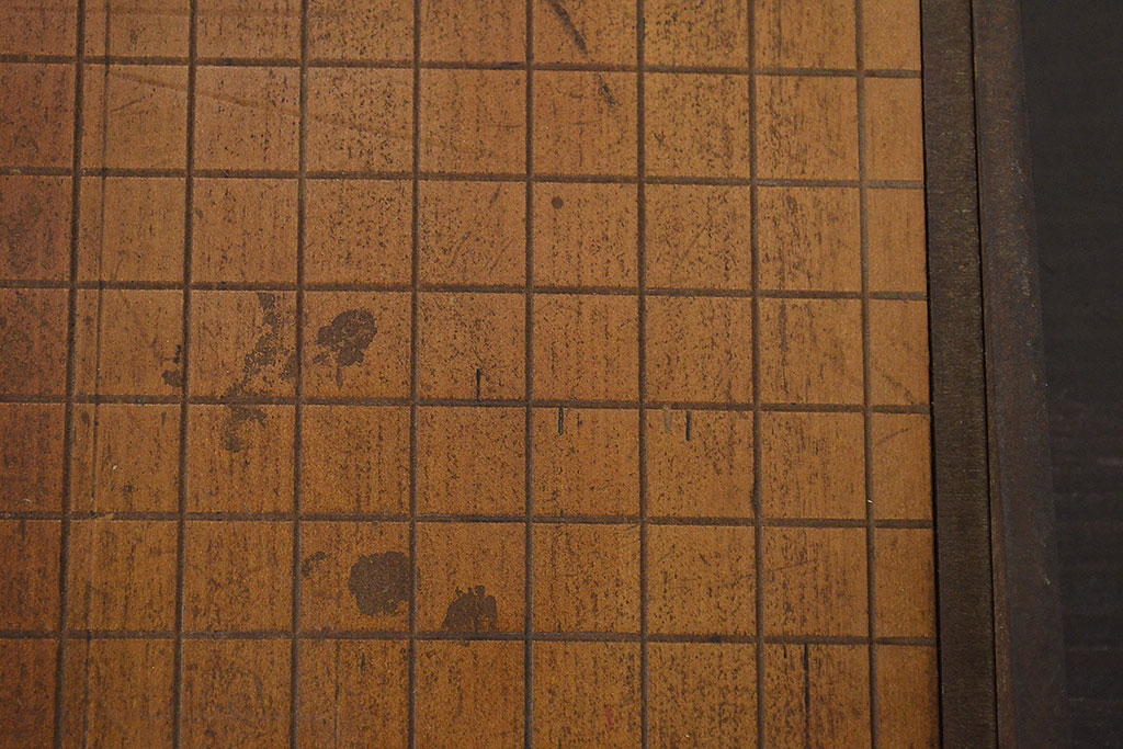ROKUWA　古い　ペーパーカッター(裁断機、木製、マス目付、古道具)(R-046791)