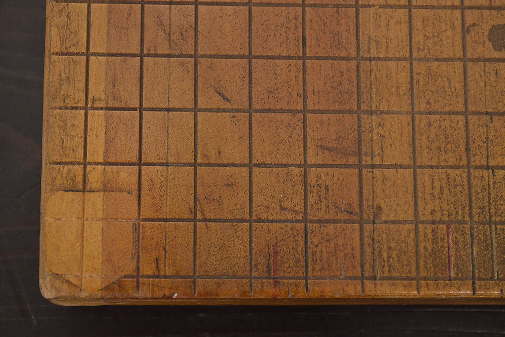 ROKUWA　古い　ペーパーカッター(裁断機、木製、マス目付、古道具)(R-046791)