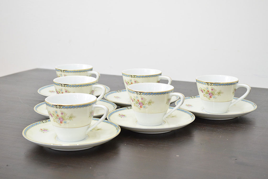 昭和中期　花柄　ノリタケ　Noritake　カップ&ソーサー6客　箱付(R-046799)