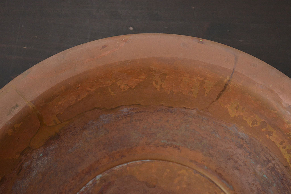 古い　銅製　洗面器　重量650g(アンティーク、レトロ、ビンテージ)(R-046810)