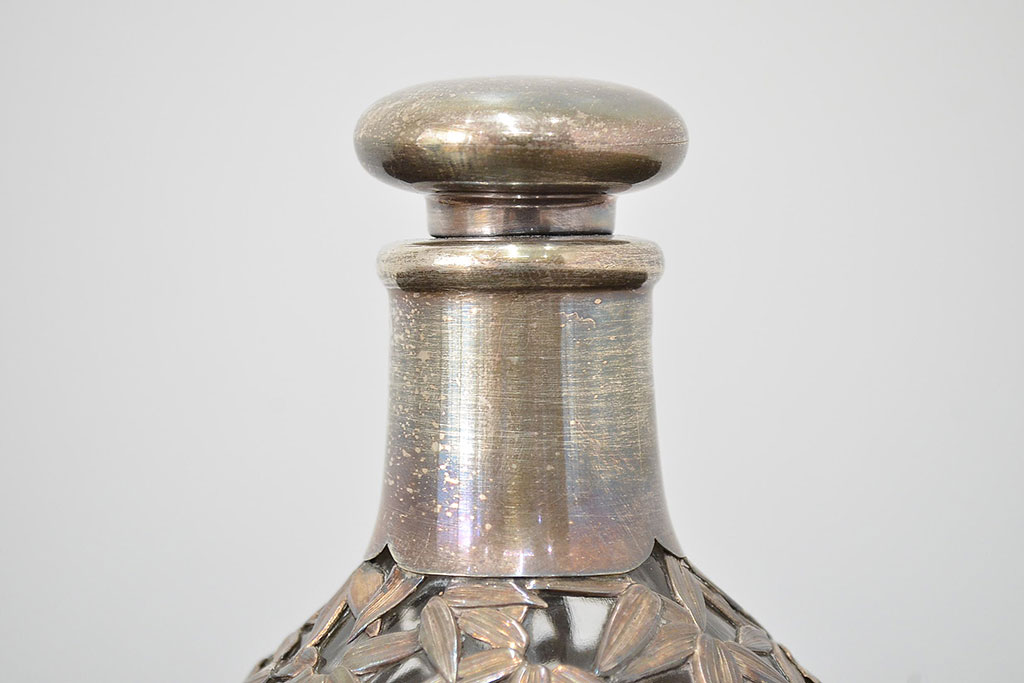 STERLING　SILVER　銀製　竹の図　透かし　デカンタ(重量790g)(R-046811)