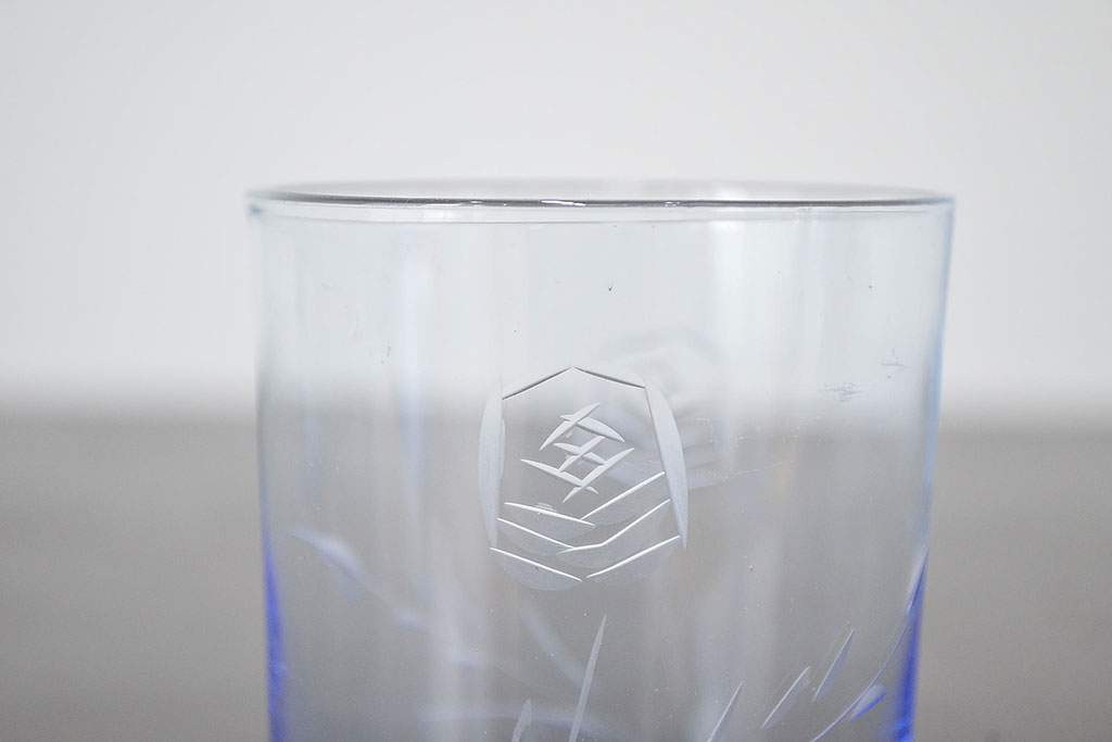 昭和レトロ　花柄　切子　水注(水次、グラス、コップ)(R-046819)