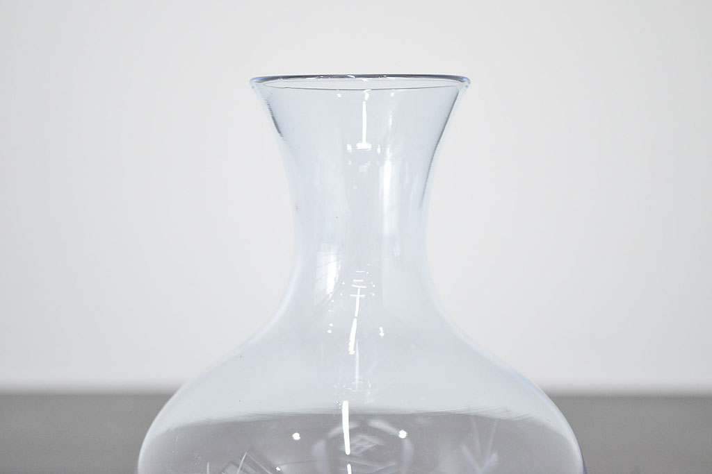 昭和レトロ　花柄　切子　水注(水次、グラス、コップ)(R-046820)