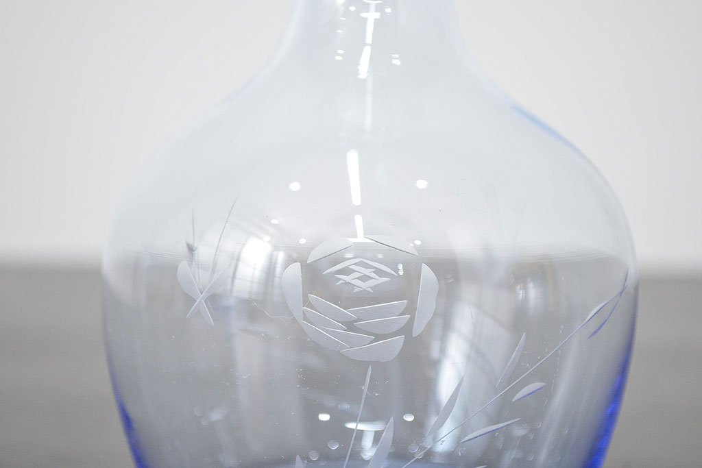 昭和レトロ　花柄　切子　水注(水次、グラス、コップ)(R-046820)