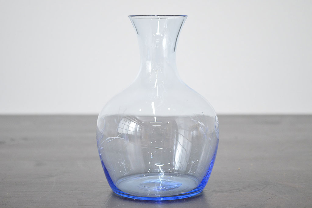 昭和レトロ　花柄　切子　水注(水次、グラス、コップ)(R-046820)