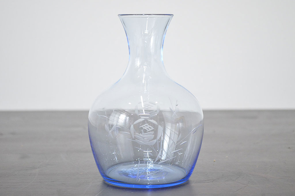 昭和レトロ　花柄　切子　水注(水次、グラス、コップ)(R-046820)