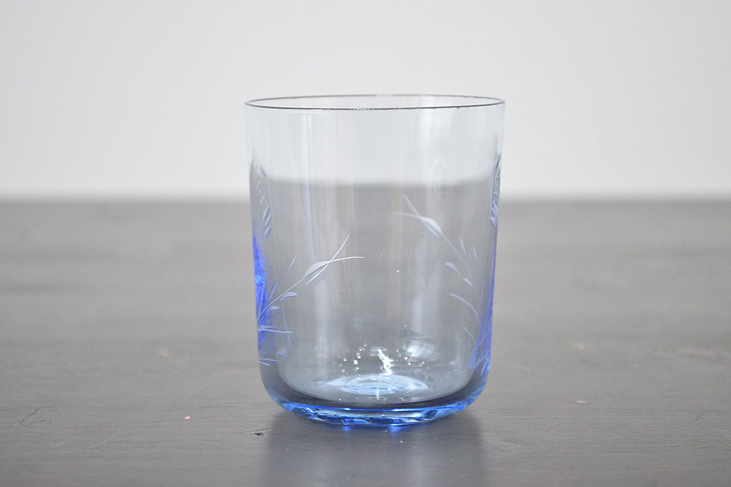 昭和レトロ　花柄　切子　水注(水次、グラス、コップ)(R-046820)