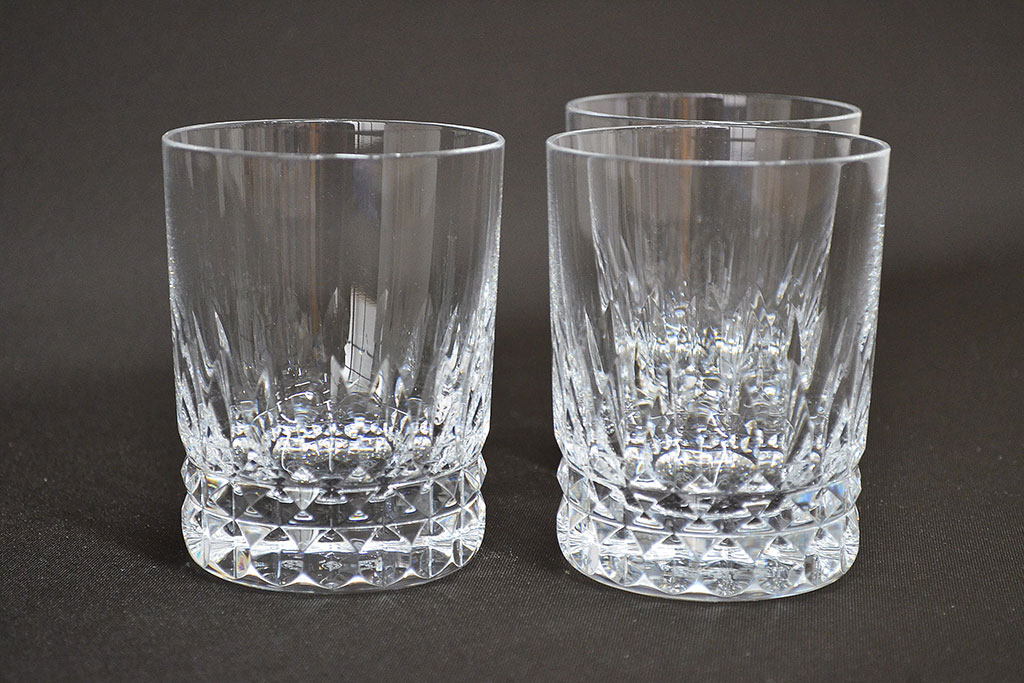 フランス　バカラ　Baccarat　ロックグラス　ピカデリー　3客セット(フルレッドクリスタルガラス)(R-046843)