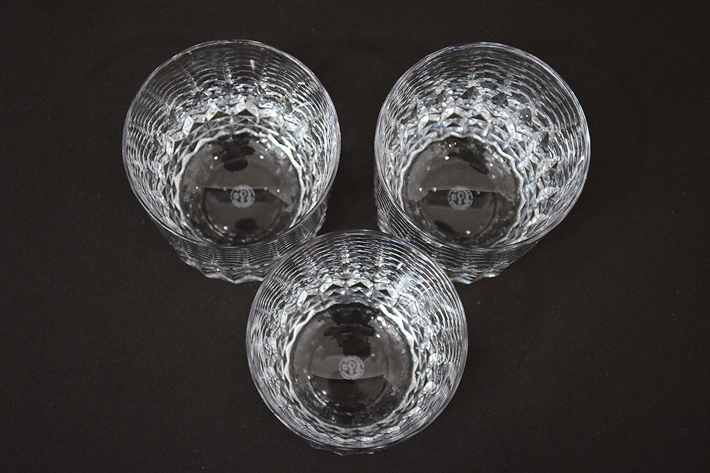 フランス　バカラ　Baccarat　ロックグラス　ピカデリー　3客セット(フルレッドクリスタルガラス)(R-046843)