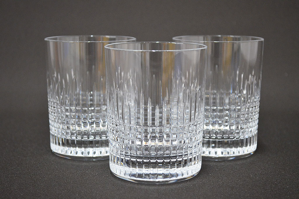 フランス　バカラ　Baccarat　ナンシー　ロックグラス　3客セット(フルレッドクリスタルガラス)(R-046844)